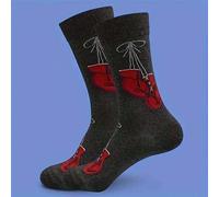 Shein 1 par de calcetines con diseño de guantes de boxeo de dibujos animados - Tubo medio, tela de punto, diseño elegante e interesante, otoño