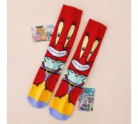 Shein 1 par de calcetines creativos y personalizados de la serie Bob Esponja, con diseño de cangrejo jefe, de colores múltiples, adecuados para deportes y t