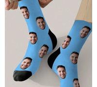 Shein 1 par de calcetines de color neutro con patrón de cara personalizable, puedes agregar tu propia foto para diseñar calcetines personalizados, calcetine