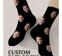 Shein 1 par de calcetines de color neutro personalizables con impresión facial, puedes agregar tu propia foto para diseñar calcetines personalizados, adecua