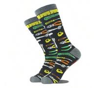 Shein 1 par de calcetines de media caña cómodos con diseño de herramientas de reparación para hombres, versátil para uso urbano, otoño