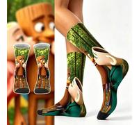 Shein 1 par de calcetines de media caña con estampado creativo de pareja de árboles de dibujos animados, estilo callejero de nicho Ins versátil para primave