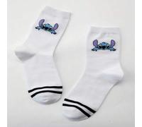 Shein 1 par de calcetines de media caña de Disney, con estampados de Mickey Mouse, Donald Duck y Stitch, suaves y cómodos, anti-olor y absorción de sudor, c