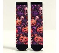 Shein 1 par de calcetines de media caña para hombres con elementos de calavera, fantasma y farol de calabaza, serie oscura, edición limitada de calcetines i