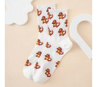 Shein 1 par de calcetines de media pantorrilla con estampado de Charizard de la serie Pokémon, para hombres, de colores vibrantes, tallas europeas/americana