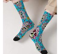 Shein 1 par de calcetines de tripulación con diseño de zombi de dibujos animados impresos en 3D para hombres, calcetines unisex de todo el año, cómodos y tr