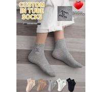 Shein 1 par de calcetines deportivos personalizados bordados para hombres y mujeres, calcetines personalizados con texto personalizado para chicos guapos y