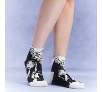Shein 1 par de calcetines divertidos de Halloween para mujeres, en color negro y blanco, aptos para todas las estaciones, un regalo interesante para uso per