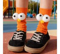 Shein 1 par de calcetines hasta la rodilla con decoración divertida de ojos en 3D, calcetines locos para todo el año, calcetines divertidos para carnaval, f