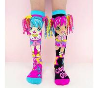 Shein 1 par de calcetines hasta la rodilla para niños, con patrón de chica cool y decoración de trenza colorida en 3D, estilo divertido y loco, calcetines d