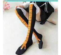 Shein 1 par de calcetines largos hasta la rodilla de diseño de garra de pollo negros adelgazantes para hombres, con diseño de novedad animal, lindos y alarg
