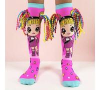 Shein 1 par de calcetines lindos para niñas por encima de la rodilla con accesorios para el cabello de hilo colorido 3D, calcetines divertidos adecuados par