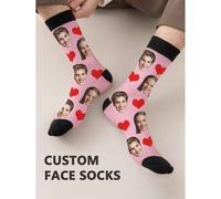 Shein 1 par de calcetines personalizables con cualquier patrón facial para mujeres, calcetines personalizados con foto, adecuados para chicos guapos y chica