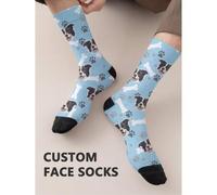 Shein 1 par de calcetines personalizados con cualquier cara, calcetines divertidos para hombres, calcetines de foto personalizada para chicos guapos y chica