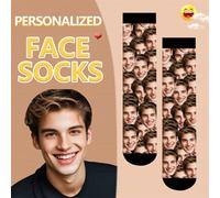 Shein 1 par de calcetines personalizados con cualquier cara para hombres, calcetines personalizados con foto para chicos guapos y chicas hermosas, calcetine
