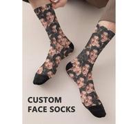 Shein 1 par de calcetines personalizados con cualquier cara para hombres, calcetines personalizados con foto para chicos guapos y chicas hermosas, calcetine