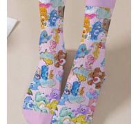 Shein 1 par de calcetines personalizados para mujer de Care Bears, impresión digital 360° de oso divertido y feliz, oso de los deseos, oso feliz con corazón