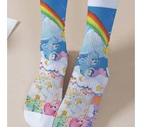 Shein 1 par de calcetines personalizados para mujer de Care Bears, impresión digital 360° de oso divertido y feliz, oso de los deseos, oso feliz con corazón