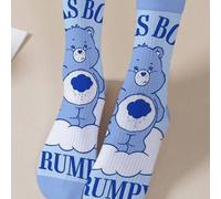 Shein 1 par de calcetines personalizados para mujer de Care Bears para todas las estaciones, impresión digital de 360 grados con oso divertido y feliz, oso