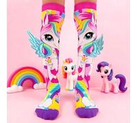 Shein 1 par de calcetines por encima de la rodilla para niños, con patrón de pony colorido y decoración de alas 3D, calcetines divertidos y locos para todas