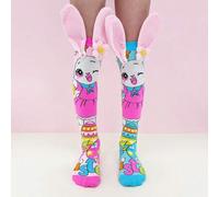 Shein 1 par de calcetines por encima de la rodilla para niños con patrones de conejo y huevos de Pascua, decoración de orejas 3D, estilo divertido y loco ad