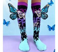 Shein 1 par de calcetines sobre la rodilla lindos para niños, con diseño de alas de mariposa 3D interesante, adecuados para todas las estaciones, apropiados