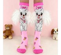 Shein 1 par de calcetines sobre la rodilla para niños con patrón de cachorro 3D y decoración de orejas, calcetines divertidos aptos para todas las estacione