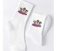 Shein 1 par de calcetines tipo tripulación con diseños de corazones y dibujos animados lindos para damas, adecuados para atuendos de moda diarios y fiestas