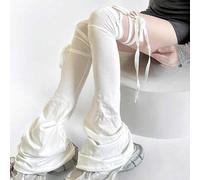 Shein 1 par de calentadores de pierna estilo Harajuku hasta el muslo, calentadores de pierna negros/blancos estilizantes por encima de la rodilla, calentado