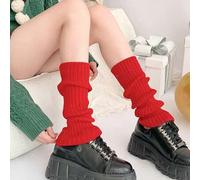 Shein 1 par de calentadores de piernas rojos de 40 cm, antideslizantes y cálidos, adecuados para la vida diaria, Navidad y Año Nuevo Chino