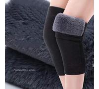 Shein 1 par de calentadores de rodilla de piel de conejo para exteriores en invierno, rodilleras térmicas, protector de rodilla deportivo con forro térmico