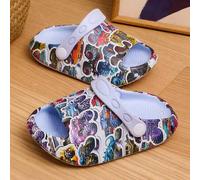Shein 1 par de chanclas cómodas y de moda casual para niños, ligeras y frescas con diseño de motocicleta, zuecos para interior/exterior y playa