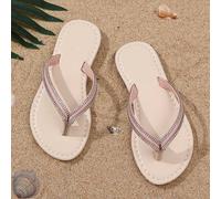 Shein 1 par de chanclas con brillos y adornos de strass para niñas pequeñas, estilo clásico de punta redonda y suela blanda antideslizante, estilo princesa