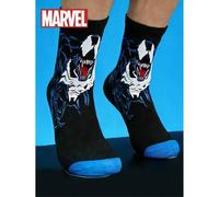 Shein 1 par de cómodas calcetas de superhéroe villano Venom de Marvel para hombres - Suaves y transpirables, de longitud media de pantorrilla, elásticas, qu