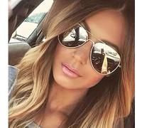 Shein 1 par de con montura de metal plateada y lentes blancas con efecto espejado en forma de aviador