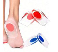 Shein 1 par de copas de talón transparentes de silicona, almohadillas de gel para el talón, cojines de talón amortiguadores de choque para caminar a diario,