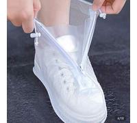 Shein 1 par de cubrecalzado de PVC con cremallera, resistentes a la lluvia y antideslizantes, con suela de goma, sobrecalzado impermeable para hombres y muj