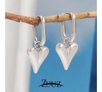 Shein 1 par de elegantes pendientes tipo argolla de acero inoxidable con diseño de corazón para mujeres, pendientes con dije de corazón, joyería femenina, m