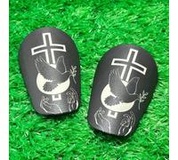 Shein 1 par de espinilleras mini de fútbol con diseño de la paz, de 10*6 cm, alta protección para que puedas avanzar sin temor en el campo