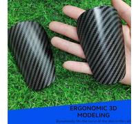 Shein 1 par de espinilleras profesionales mini gruesas con patrón de fibra de carbono, almohadillas acolchadas que absorben los golpes para la pierna de fút