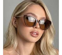 Shein 1 par de gafas con montura de ojo de gato retro de PC y patas de metal para mujer, de estilo callejero de moda, con un toque vintage elegante