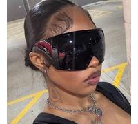 Shein 1 par de gafas de moda con estilo futurista y ciberpunk, gafas de mujer con estilo, vibra europea y americana cool, esencial para volver a la escuela,