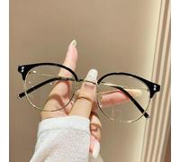 Shein 1 par de gafas de moda redondas de metal sin graduación para mujer, adecuadas para vacaciones, regreso a la escuela, accesorios de la vida diaria, com