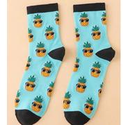 Shein 1 par de gafas de sol de moda creativas para hombre y calcetines con diseño de piña, calcetines cómodos y transpirables hasta el tobillo, regalo de ca