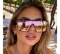Shein 1 par de gafas de sol de una sola pieza rosa dopamina para mujer, estilo clásico de moda, para viajes al aire libre, playa y vacaciones, moda única, i