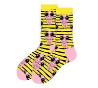 Shein 1 Par De Gafas Versátiles De Moda Y Cómodas Para Hombre Y Calcetines De Media Pantorrilla Con Diseño De Cerdo Impreso, De Personalidad