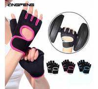 Shein 1 par de guantes de entrenamiento con dedos medios, transpirables, con almohadillas de silicona antideslizantes, adecuados para ciclismo/levantamiento