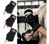 Shein 1 par de guantes de halterofilia con media cobertura de dedos para gimnasia, levantamiento de pesas, entrenamiento y protección de la palma para mujer