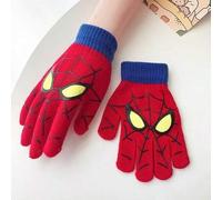 Shein 1 par de guantes de invierno cálidos de Spider-Man, guantes de punto con decoración de dibujos animados de Marvel, un lindo regalo de Navidad, cumplea