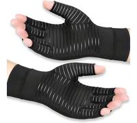 Shein 1 par de guantes de presión de medio dedo negros, para ciclismo, deportes al aire libre, montañismo, hechos de spandex y alambre de cobre, adecuados p